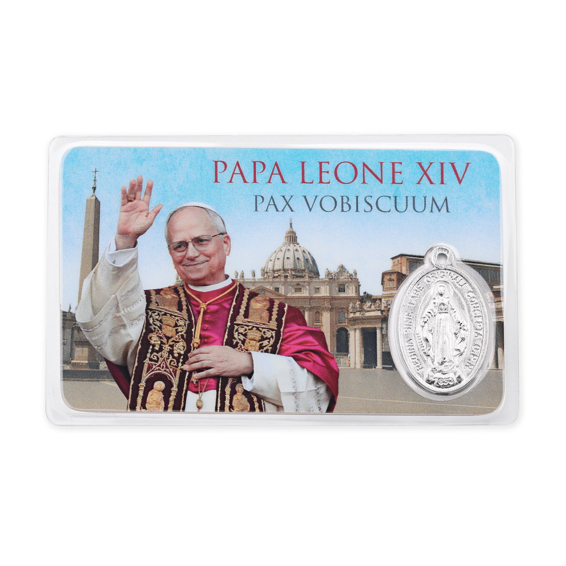 MONDO CATTOLICO ROMA Holy Card Horizontal Plasticized Holy Card of Pope Leo XIV