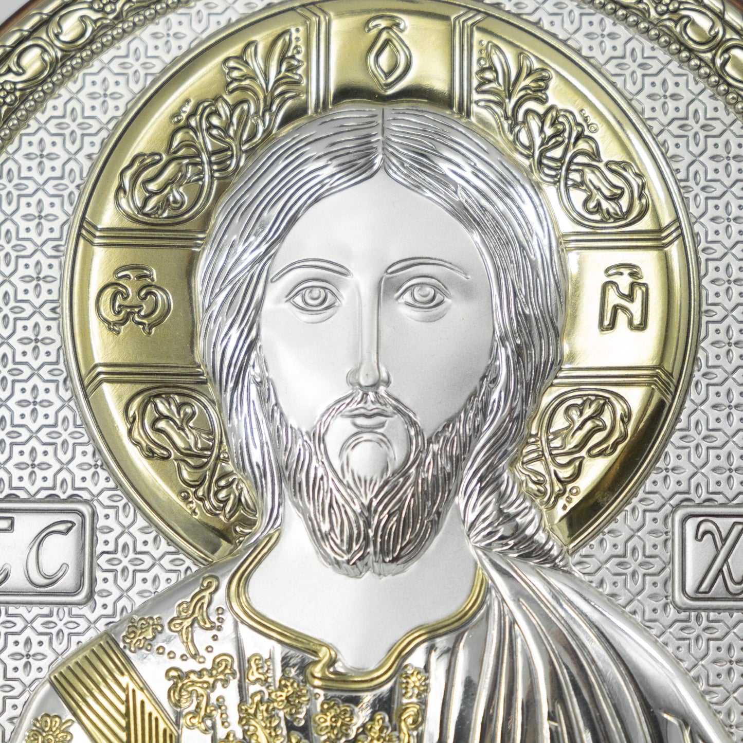 MONDO CATTOLICO Jesus Bilaminated Sterling Silver Picture with Golden Details