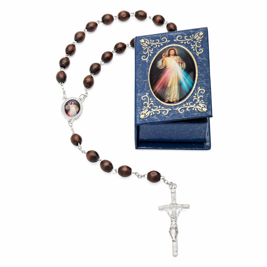 MONDO CATTOLICO Prayer Beads 53 cm (20.90 in) / 7 mm (0.30 in) Jesus of Divine Mercy Blue Case and Rosary