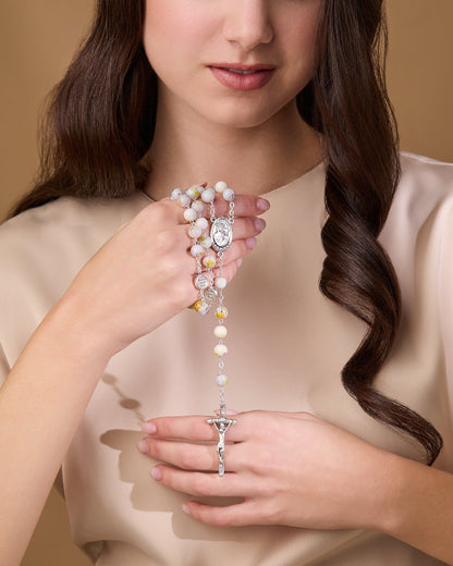 MONDO CATTOLICO ROMA Prayer Beads 57 cm (22.44 in) / 8 mm (0.31 in) John Paul II Rosary in Variegated Glass