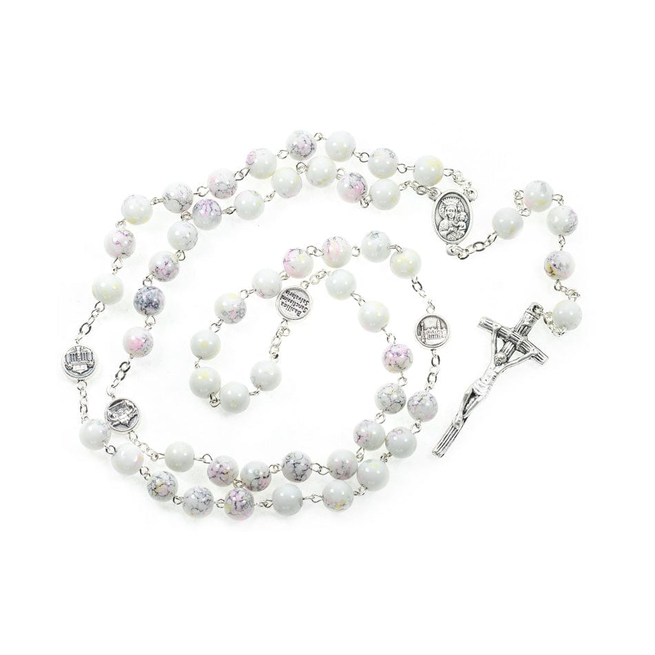 MONDO CATTOLICO Prayer Beads 57 cm (22.44 in) / 8 mm (0.31 in) John Paul II Rosary in Variegated Glass