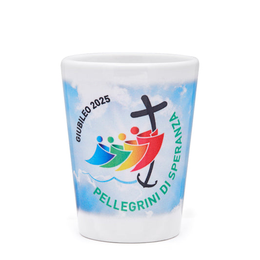 MONDO CATTOLICO ROMA Shot Glass 6.50 cm (2.56 in) Jubilee 2025 Ceramic Souvenir Shot Glass with Holy Spirit Dove