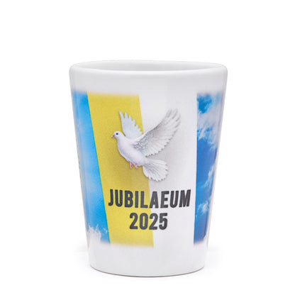 MONDO CATTOLICO ROMA Shot Glass 6.50 cm (2.56 in) Jubilee 2025 Ceramic Souvenir Shot Glass with Holy Spirit Dove