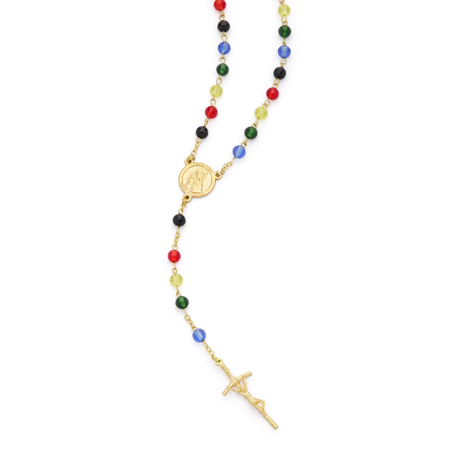 MONDO CATTOLICO ROMA Rosary 50 cm (19.69 in) / 68 cm (26.77 in) / 6 mm (0.24 in) Jubilee 2025 Gold-tone Alpacca Rosary with Crystal Beads
