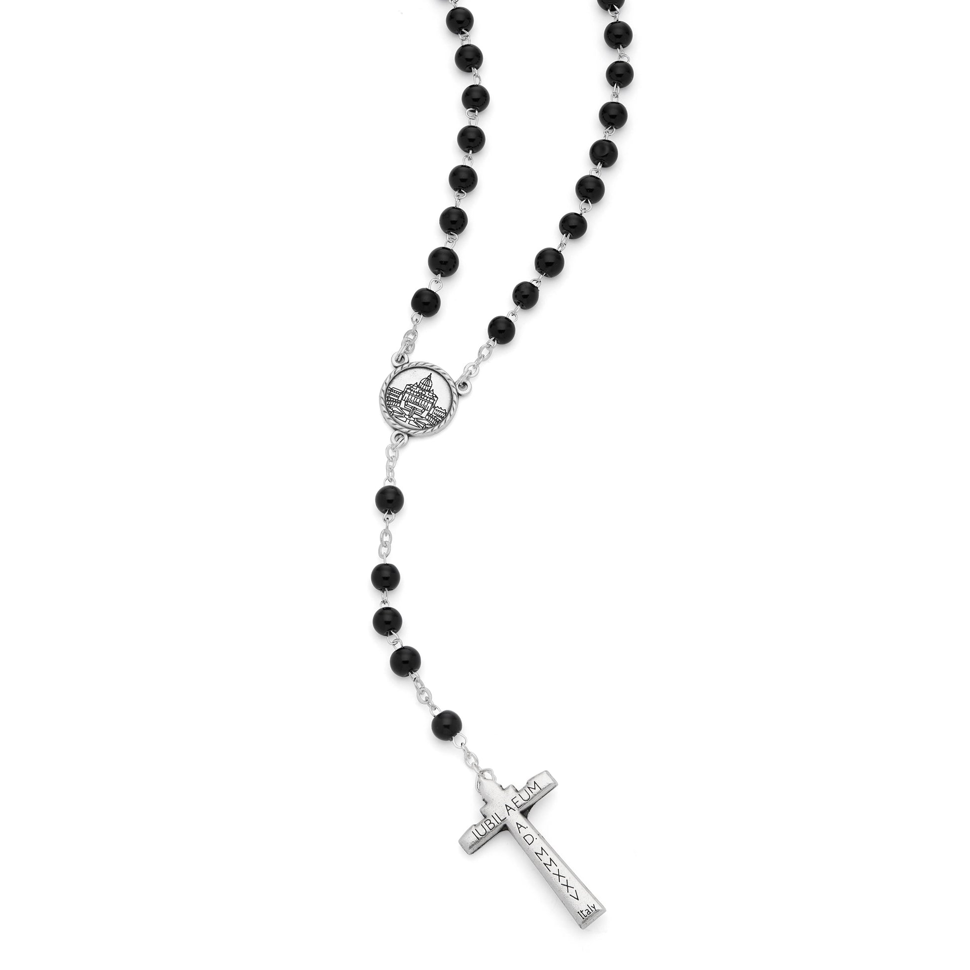 MONDO CATTOLICO ROMA Rosary 45 cm (17.72 in) / 64 cm (25.20 in) / 6 mm (0.24 in) Jubilee 2025 Rosary with Black Beads