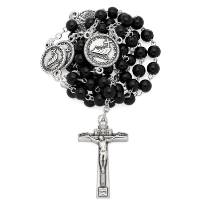 MONDO CATTOLICO ROMA Rosary 45 cm (17.72 in) / 64 cm (25.20 in) / 6 mm (0.24 in) Jubilee 2025 Rosary with Black Beads