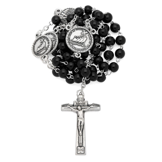 MONDO CATTOLICO ROMA Rosary 45 cm (17.72 in) / 64 cm (25.20 in) / 6 mm (0.24 in) Jubilee 2025 Rosary with Black Beads