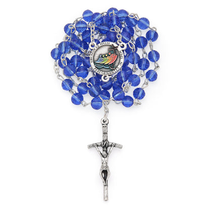 MONDO CATTOLICO ROMA Rosary 46 cm (18.11 in) / 64 cm (25.20 in) / 6 mm (0.24 in) Jubilee 2025 Rosary with Blue Crystal Beads