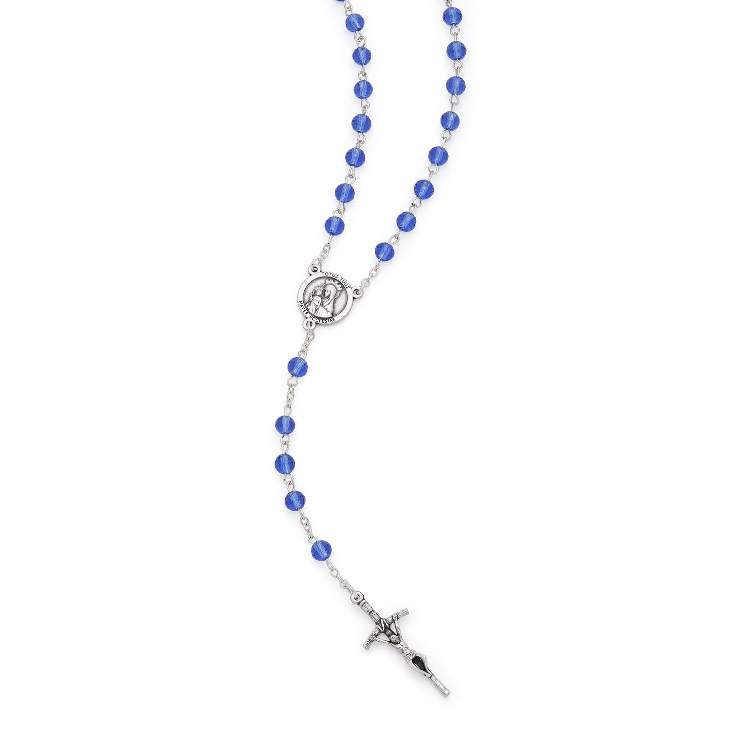 MONDO CATTOLICO ROMA Rosary 46 cm (18.11 in) / 64 cm (25.20 in) / 6 mm (0.24 in) Jubilee 2025 Rosary with Blue Crystal Beads