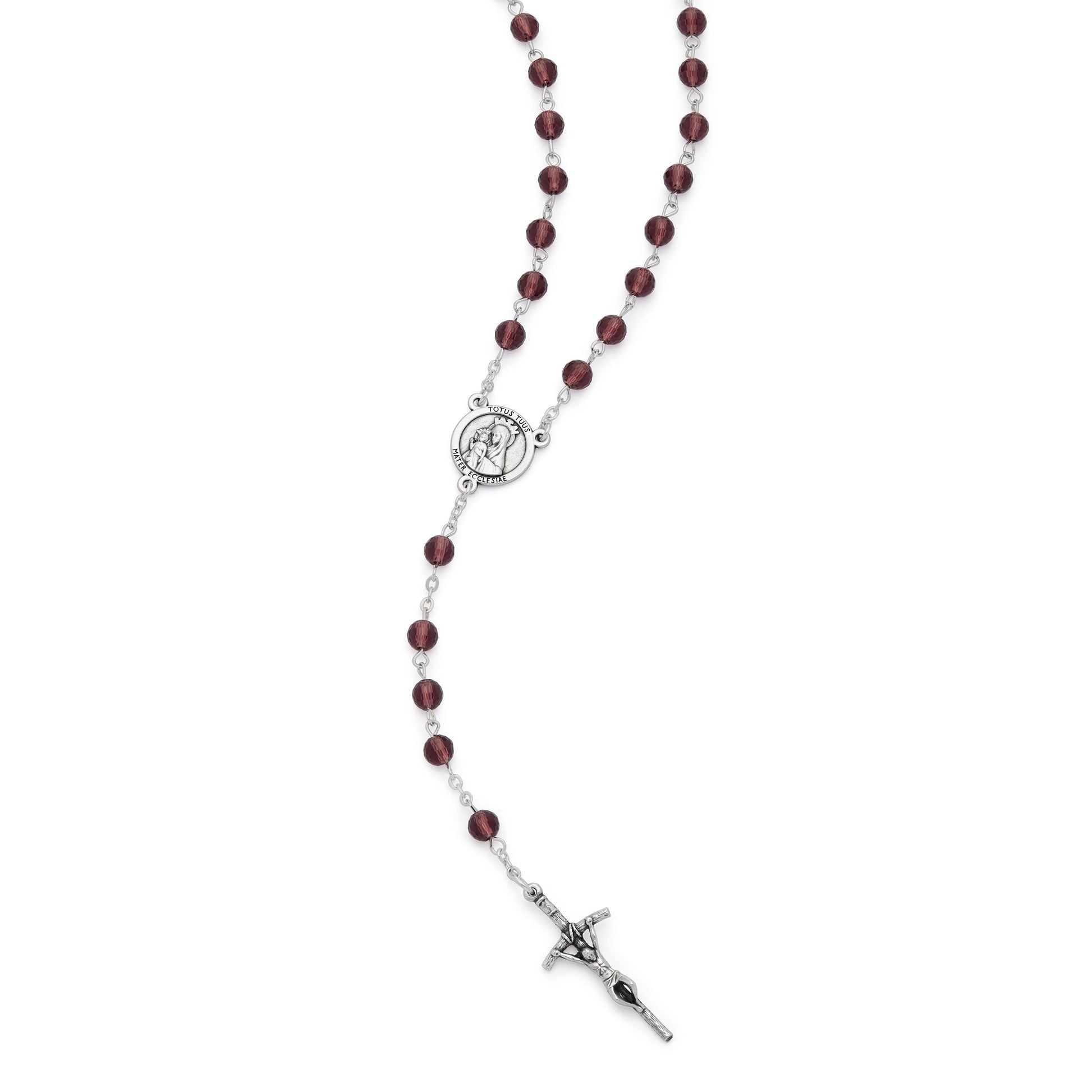 MONDO CATTOLICO ROMA Rosary 46 cm (18.11 in) / 64 cm (25.20 in) / 6 mm (0.24 in) Jubilee 2025 Rosary with Bordeaux Crystal Beads
