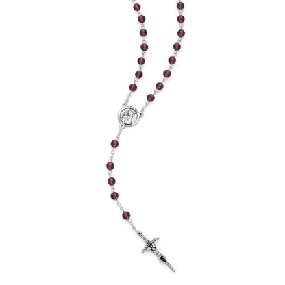 MONDO CATTOLICO ROMA Rosary 46 cm (18.11 in) / 64 cm (25.20 in) / 6 mm (0.24 in) Jubilee 2025 Rosary with Bordeaux Crystal Beads