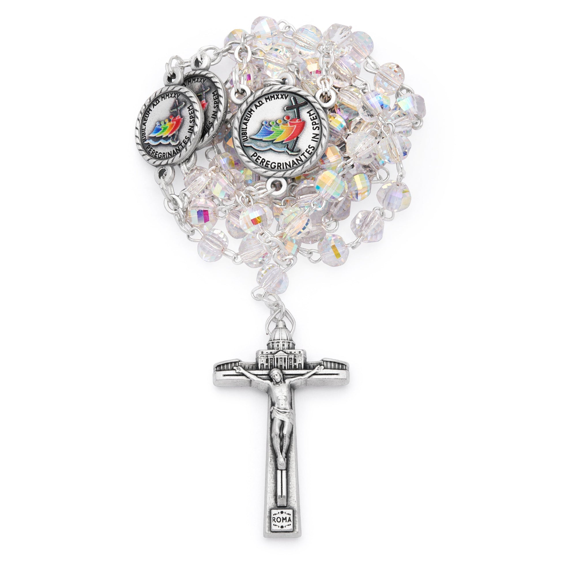 MONDO CATTOLICO ROMA Rosary 46 cm (18.11 in) / 60 cm (23.62 in) / 6 mm (0.24 in) Jubilee 2025 Rosary with Crystal Beads