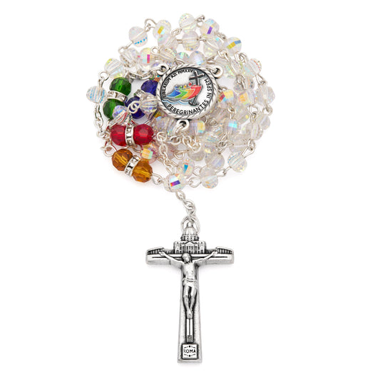 MONDO CATTOLICO ROMA Rosary 46 cm (18.11 in) / 64 cm (25.20 in) / 6 mm (0.24 in) Jubilee 2025 Rosary with Crystal Beads and Colorful Details