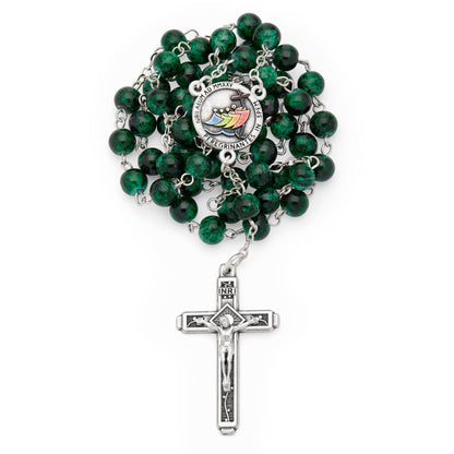 MONDO CATTOLICO ROMA Rosary 48 cm (18.90 in) / 65 cm (25.59 in) / 6 mm (0.24 in) Jubilee 2025 Rosary with Green and Black Variegated Beads