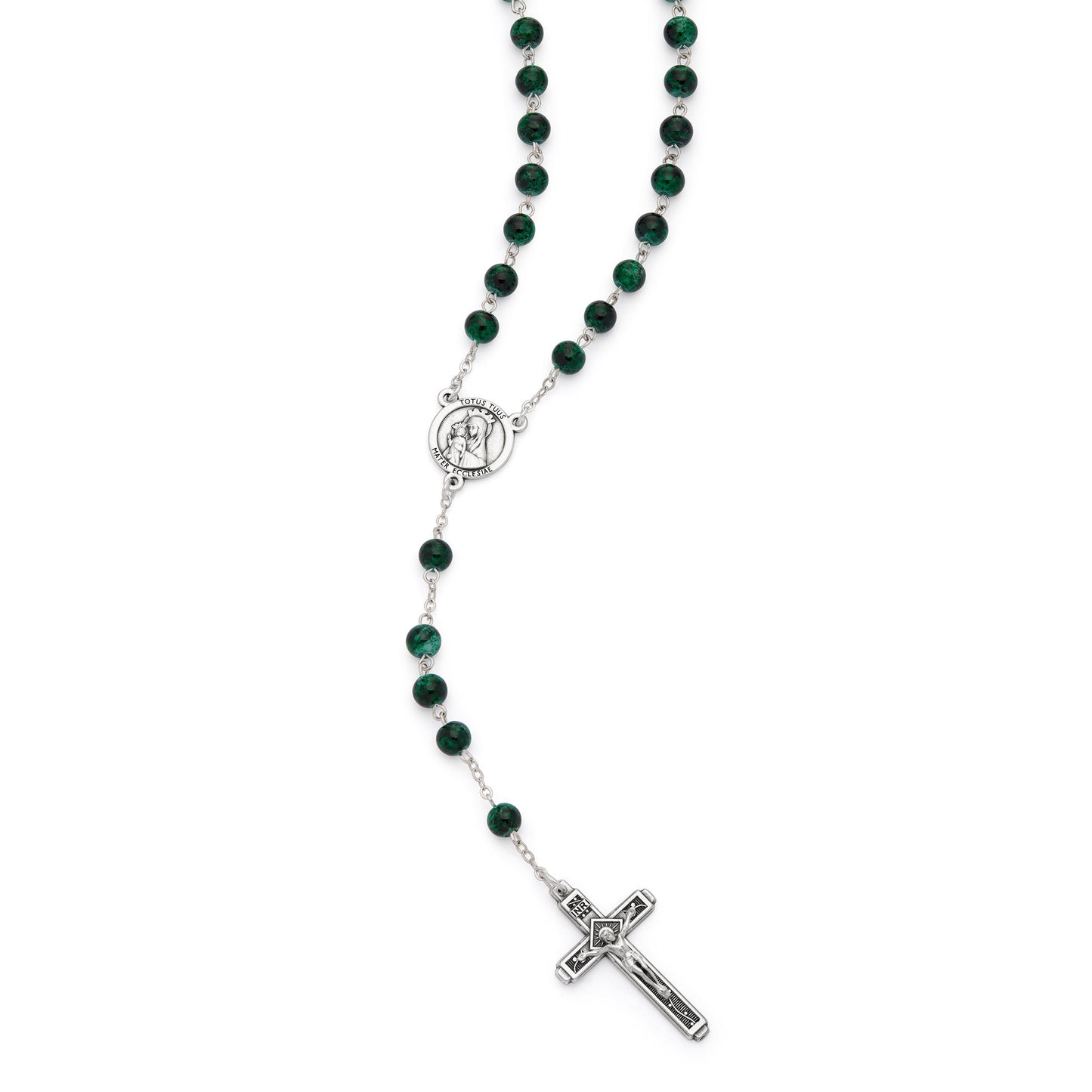 MONDO CATTOLICO ROMA Rosary 48 cm (18.90 in) / 65 cm (25.59 in) / 6 mm (0.24 in) Jubilee 2025 Rosary with Green and Black Variegated Beads
