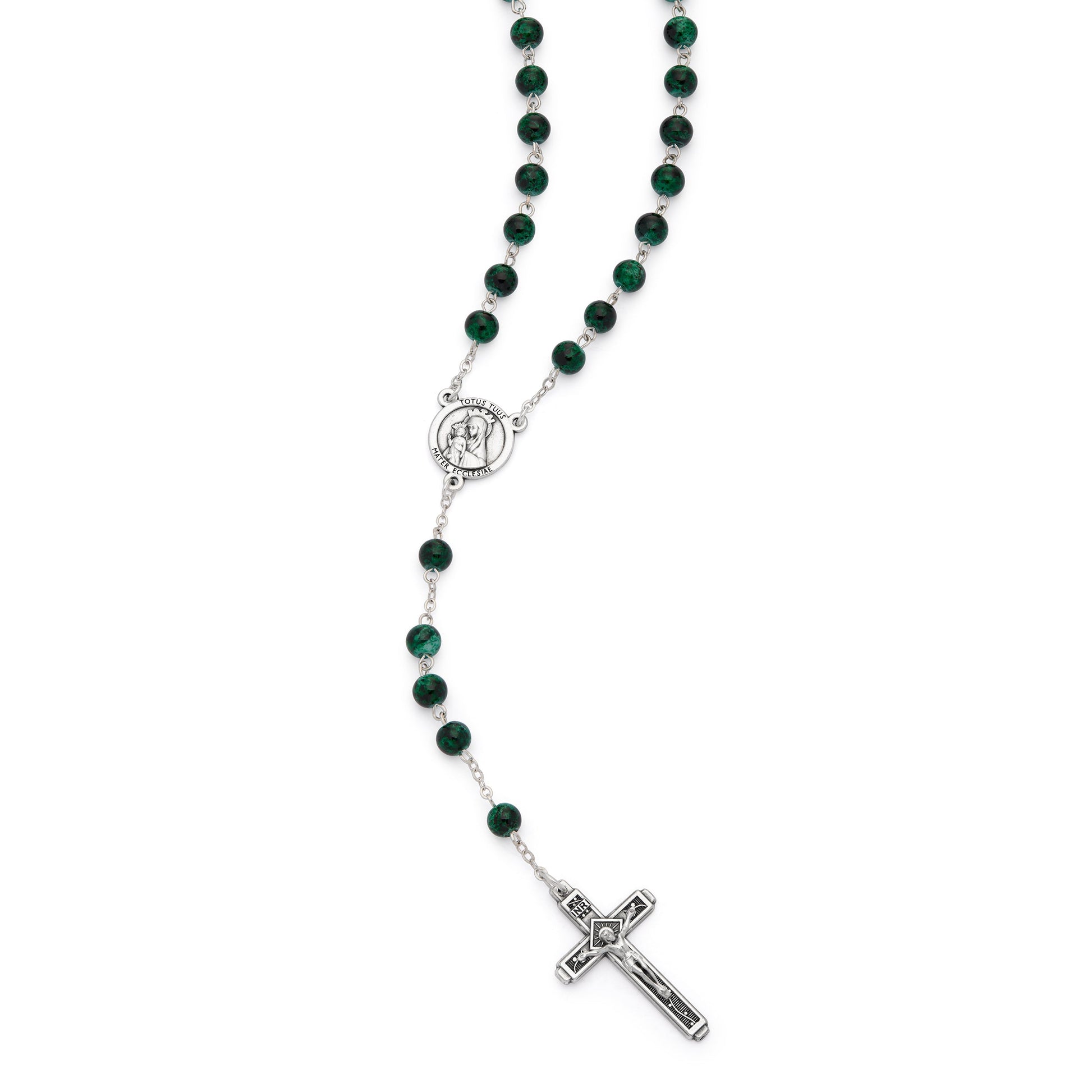 MONDO CATTOLICO ROMA Rosary 48 cm (18.90 in) / 65 cm (25.59 in) / 6 mm (0.24 in) Jubilee 2025 Rosary with Green and Black Variegated Beads