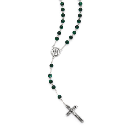 MONDO CATTOLICO ROMA Rosary 48 cm (18.90 in) / 65 cm (25.59 in) / 6 mm (0.24 in) Jubilee 2025 Rosary with Green and Black Variegated Beads