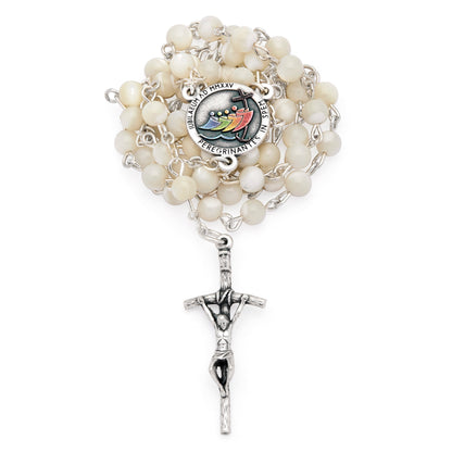 MONDO CATTOLICO ROMA Rosary 46 cm (18.11 in) / 60 cm (23.62 in) / 6 mm (0.24 in) Jubilee 2025 Rosary with Mother-of-pearl Beads