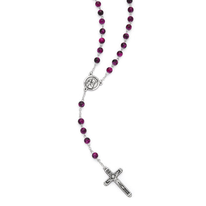 MONDO CATTOLICO ROMA Rosary 48 cm (18.90 in) / 65 cm (25.59 in) / 6 mm (0.24 in) Jubilee 2025 Rosary with Pink and Black Variegated Beads