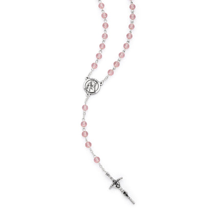 MONDO CATTOLICO ROMA Rosary 46 cm (18.11 in) / 64 cm (25.20 in) / 6 mm (0.24 in) Jubilee 2025 Rosary with Pink Crystal Beads