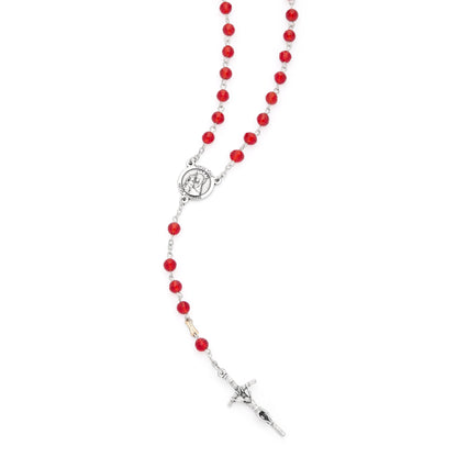 MONDO CATTOLICO ROMA Rosary 46 cm (18.11 in) / 64 cm (25.20 in) / 6 mm (0.24 in) Jubilee 2025 Rosary with Red Crystal Beads