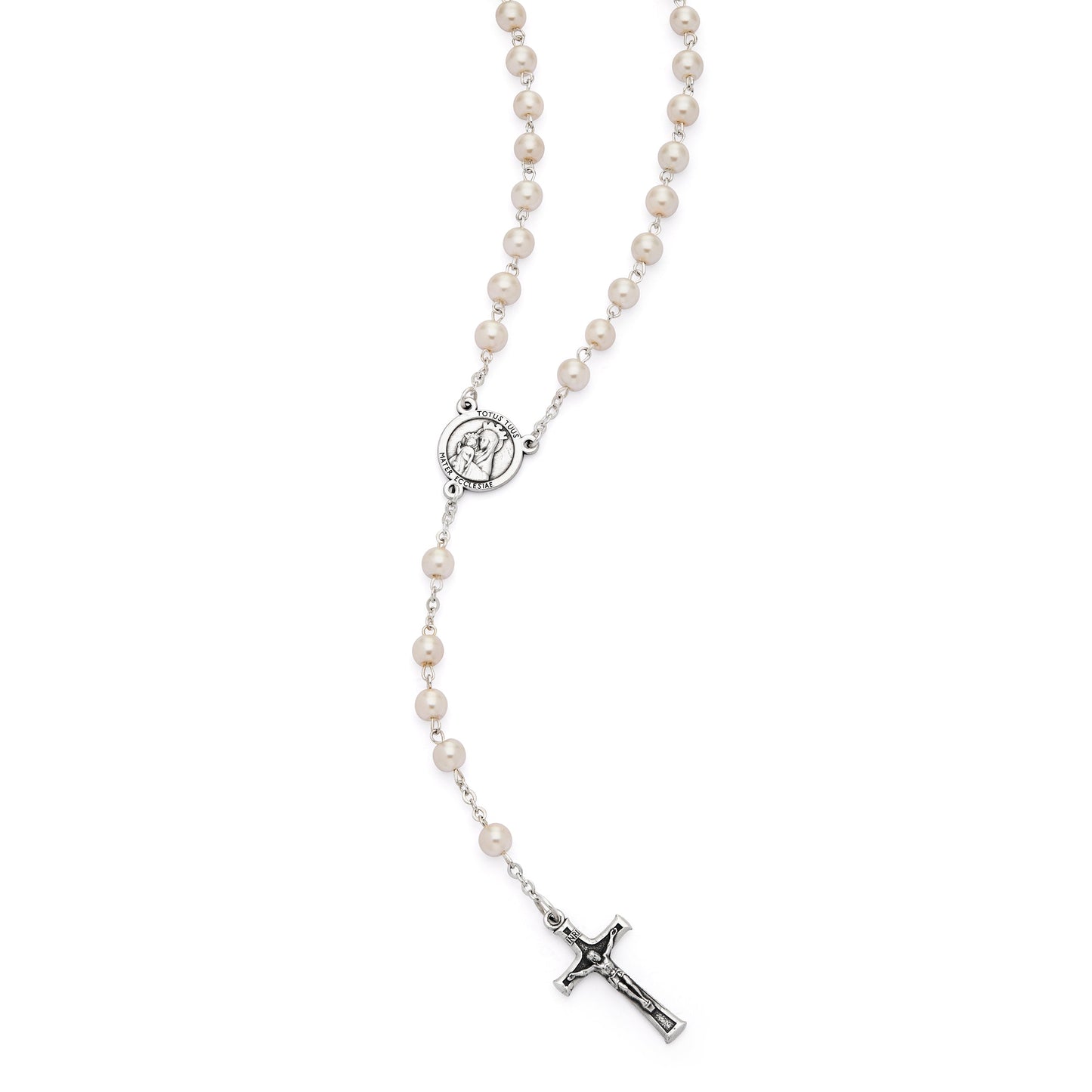 MONDO CATTOLICO ROMA Rosary 46 cm (18.11 in) / 60 cm (23.62 in) / 6 mm (0.24 in) Jubilee 2025 Rosary with Synthetic Pearl Beads