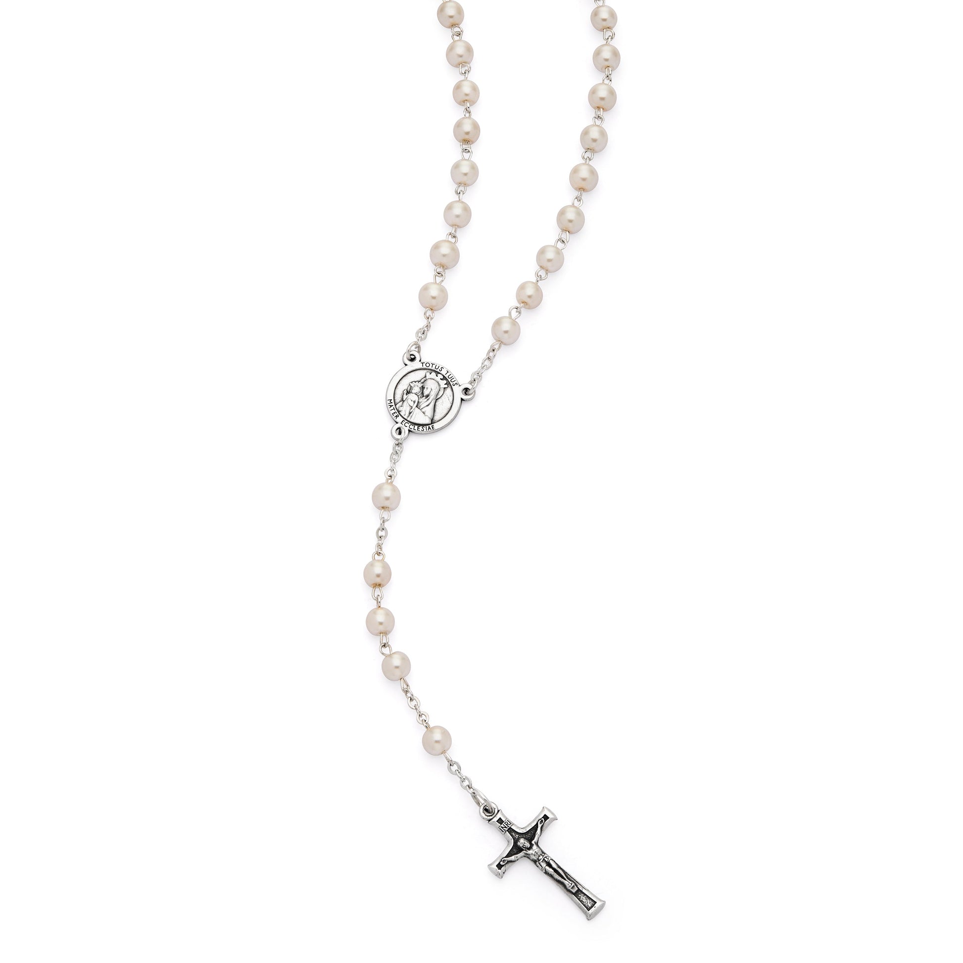 MONDO CATTOLICO ROMA Rosary 46 cm (18.11 in) / 60 cm (23.62 in) / 6 mm (0.24 in) Jubilee 2025 Rosary with Synthetic Pearl Beads