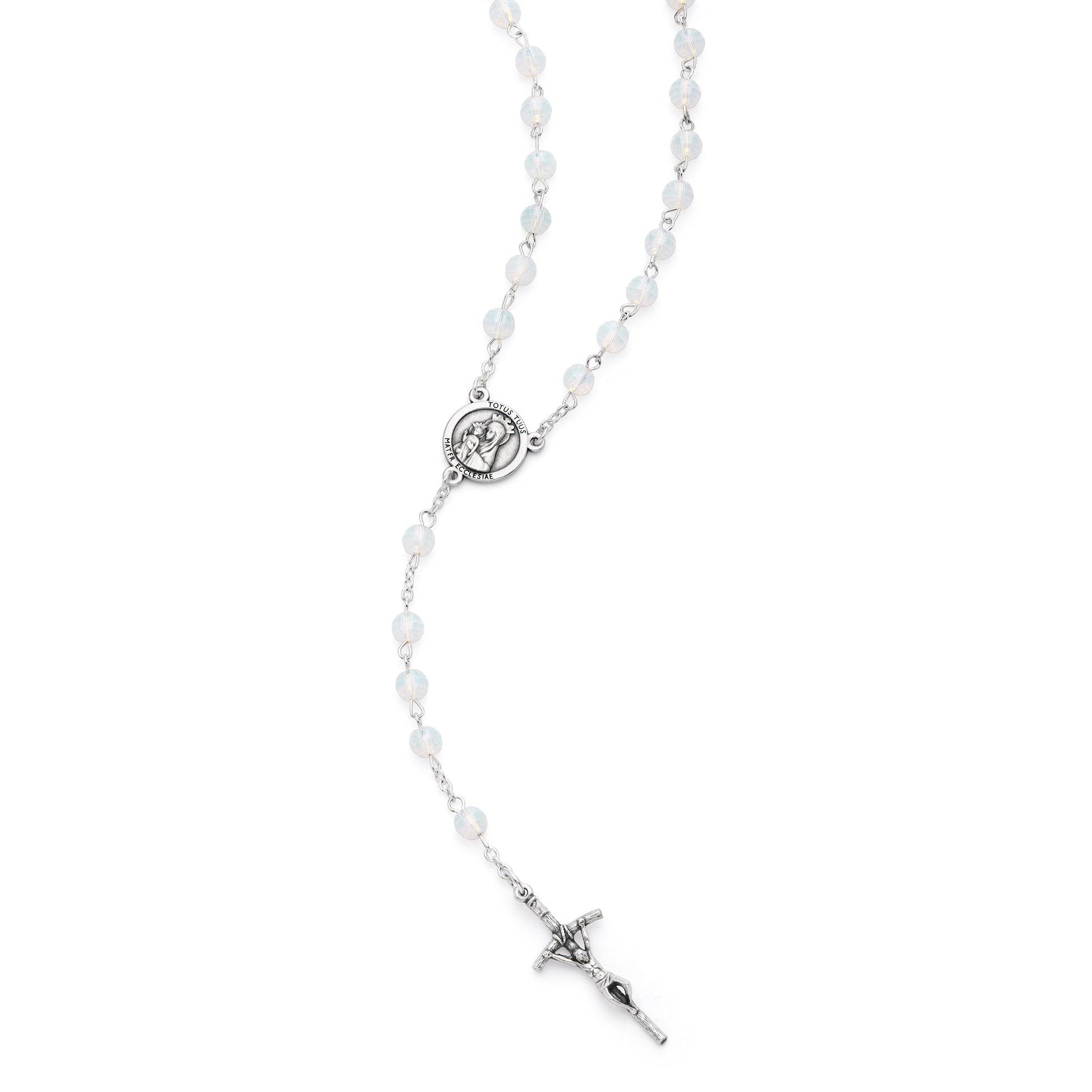 MONDO CATTOLICO ROMA Rosary 46 cm (18.11 in) / 64 cm (25.20 in) / 6 mm (0.24 in) Jubilee 2025 Rosary with White Crystal Beads