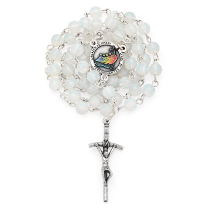 MONDO CATTOLICO ROMA Rosary 46 cm (18.11 in) / 64 cm (25.20 in) / 6 mm (0.24 in) Jubilee 2025 Rosary with White Crystal Beads