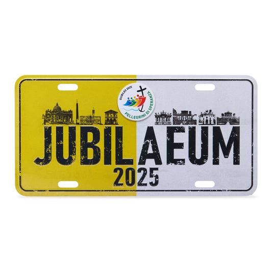 MONDO CATTOLICO ROMA Plate 30 x 15 cm (11.81 x 5.91 in) Jubilee 2025 Souvenir Metal Plate