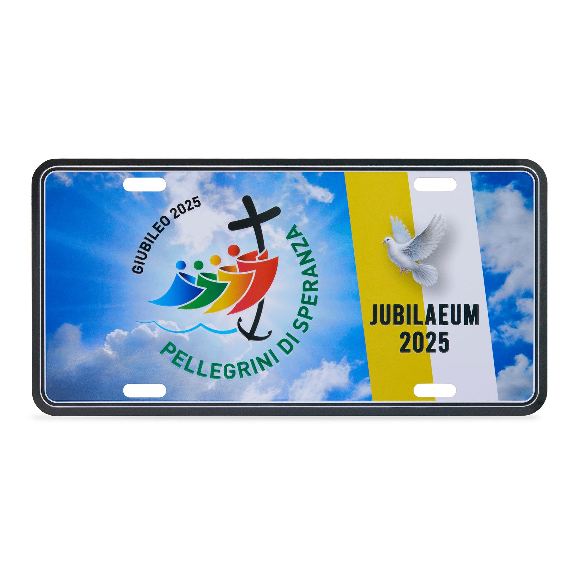 MONDO CATTOLICO ROMA Plate 30 x 15 cm (11.81 x 5.91 in) Jubilee 2025 Souvenir Metal Plate with Holy Spirit Dove