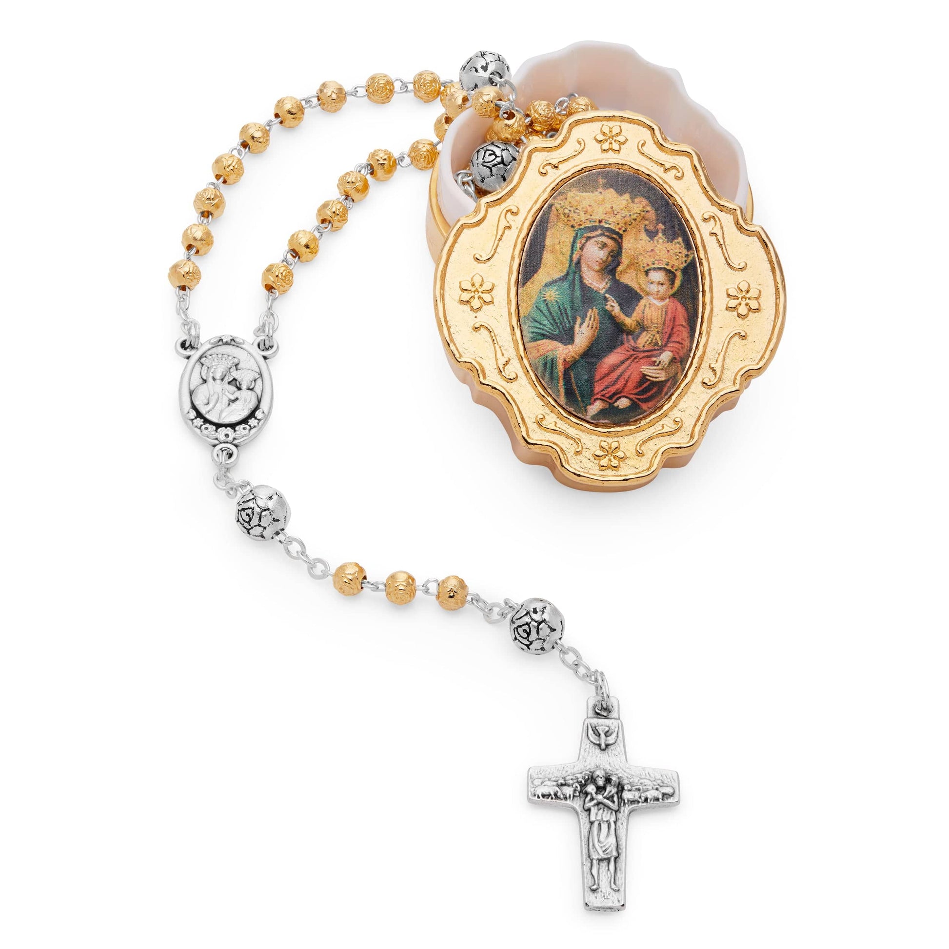 MONDO CATTOLICO Prayer Beads 32 cm (12.6 in) / 4 mm (0.15 in) Keepsake Case and Rosary of Mater Salutis