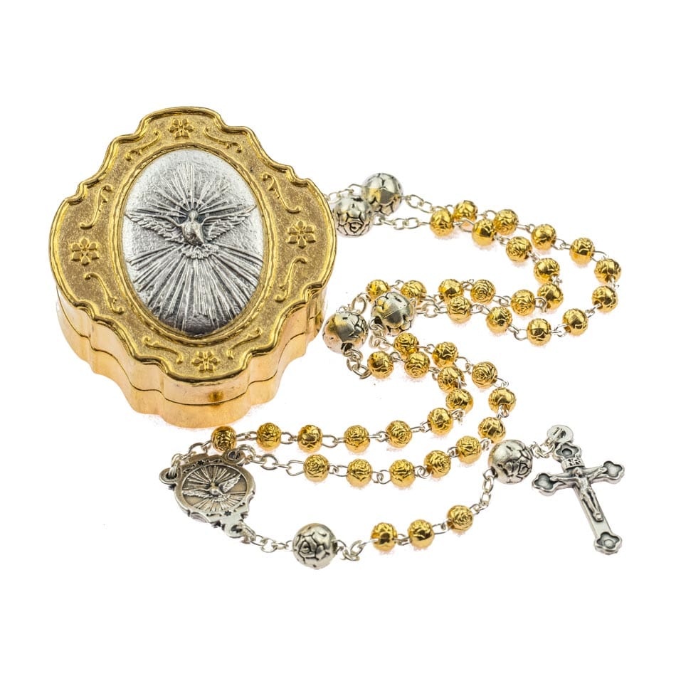 MONDO CATTOLICO Prayer Beads Keepsake Case and Rosary of  the Holy Spirit