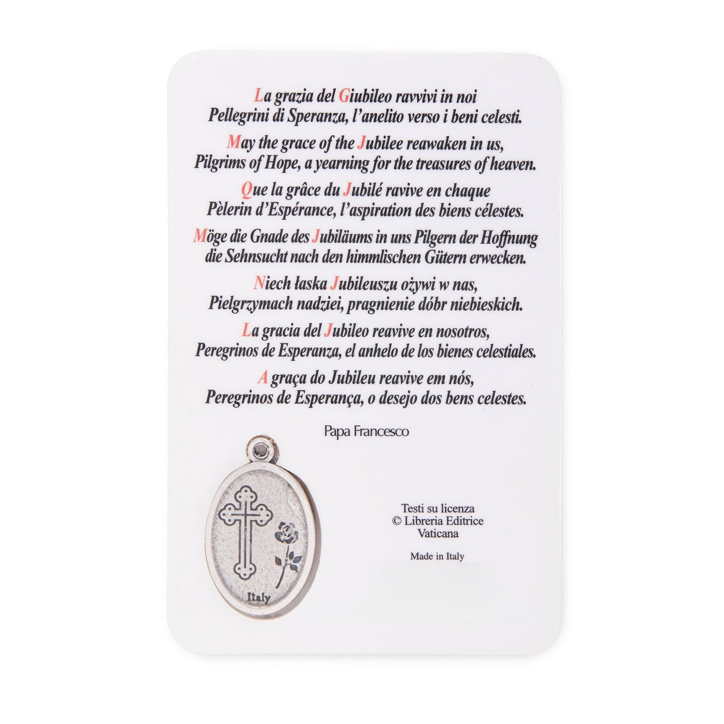 MONDO CATTOLICO ROMA Holy Card Laminated Jubilee 2025 Holy Card