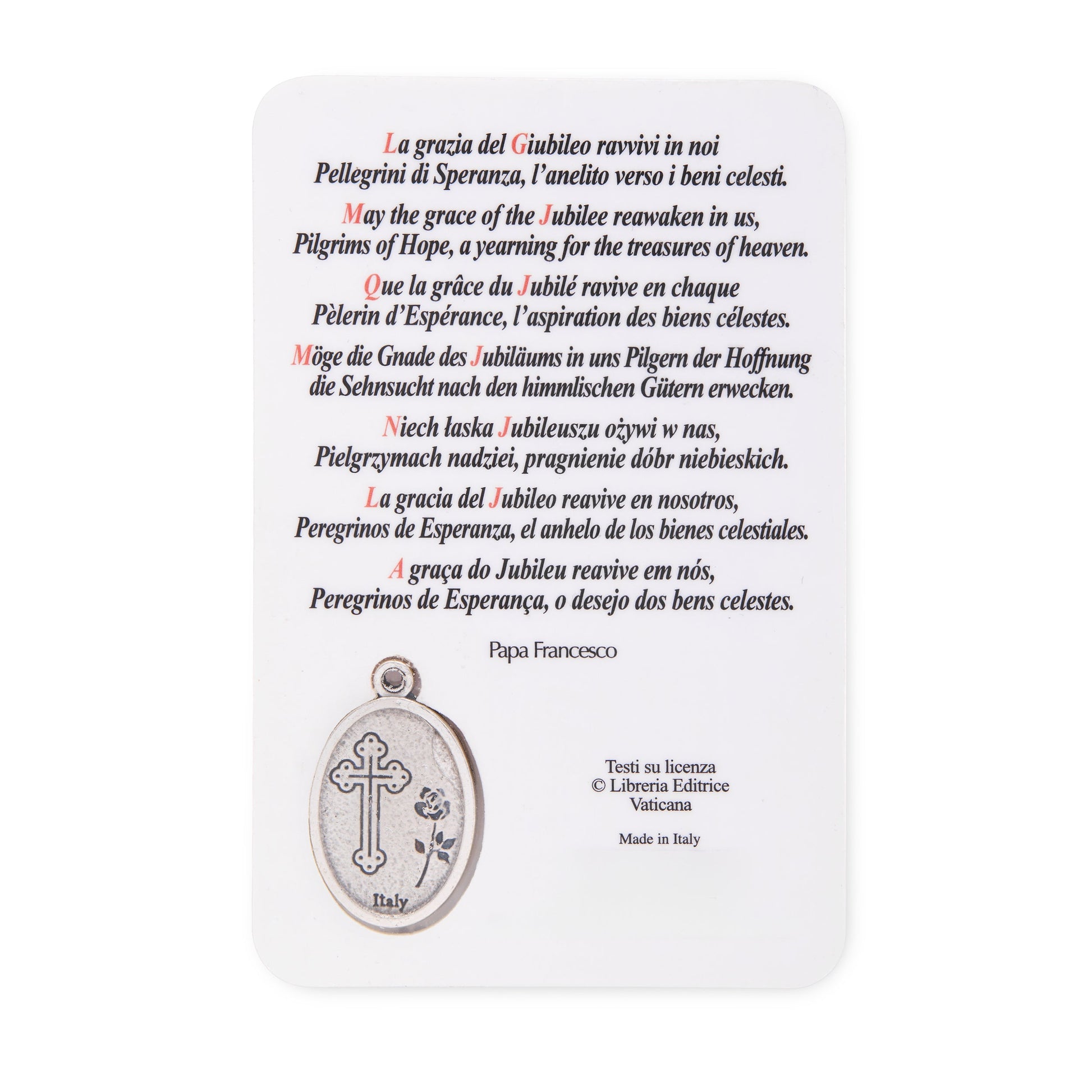 MONDO CATTOLICO ROMA Holy Card Laminated Jubilee 2025 Holy Card