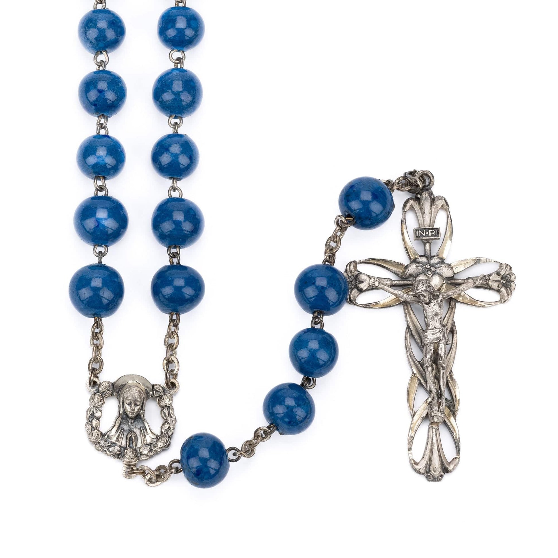 MONDO CATTOLICO Prayer Beads LAPIS SILVER ROSARY