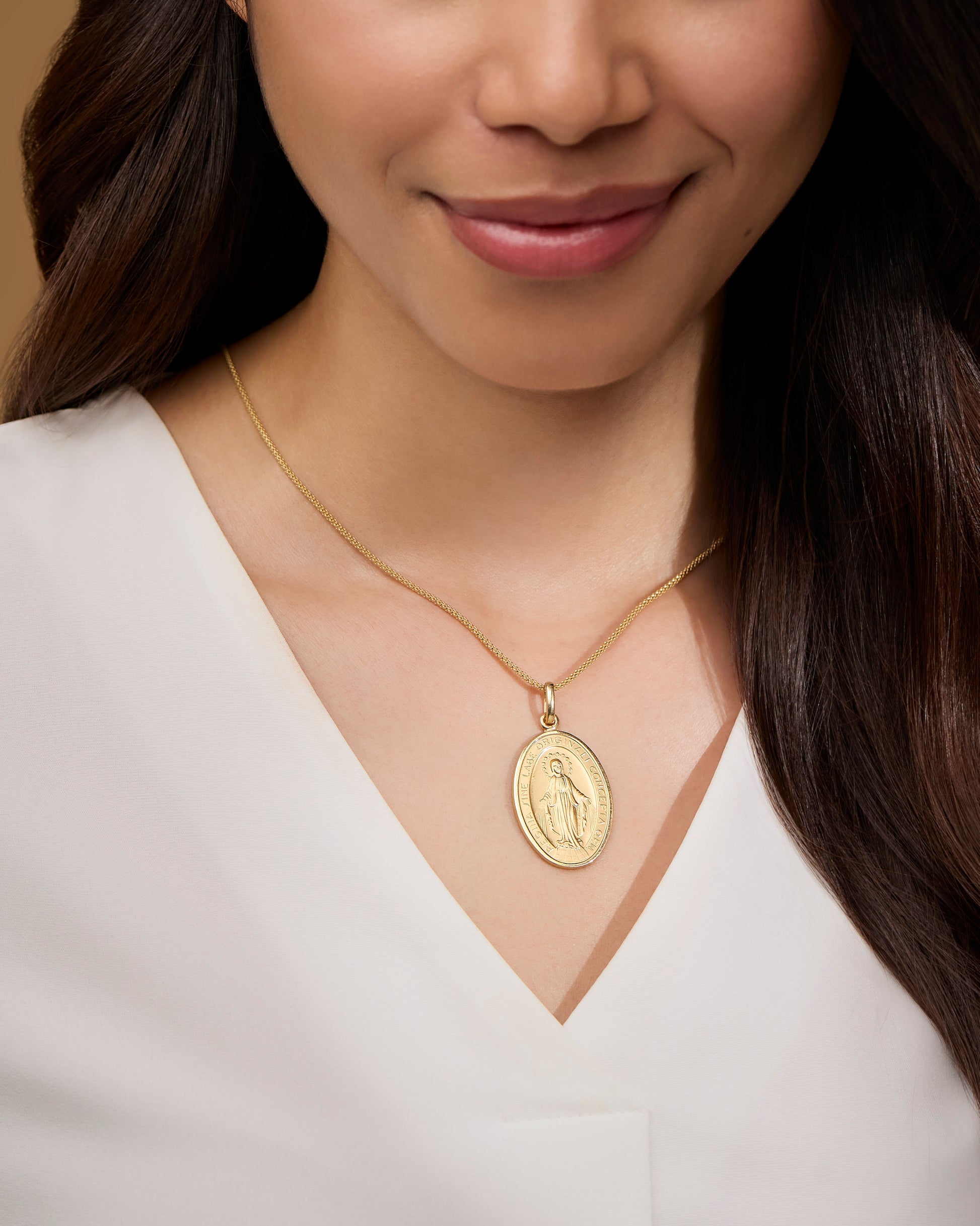MONDO CATTOLICO ROMA Medal 22x33 mm (0.87x1.30 in) Large Gold-plated Sterling Silver Oval Miraculous Medal