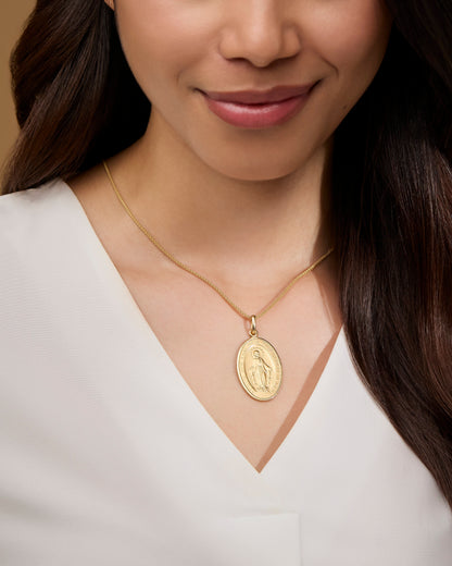 MONDO CATTOLICO ROMA Medal 22x33 mm (0.87x1.30 in) Large Gold-plated Sterling Silver Oval Miraculous Medal