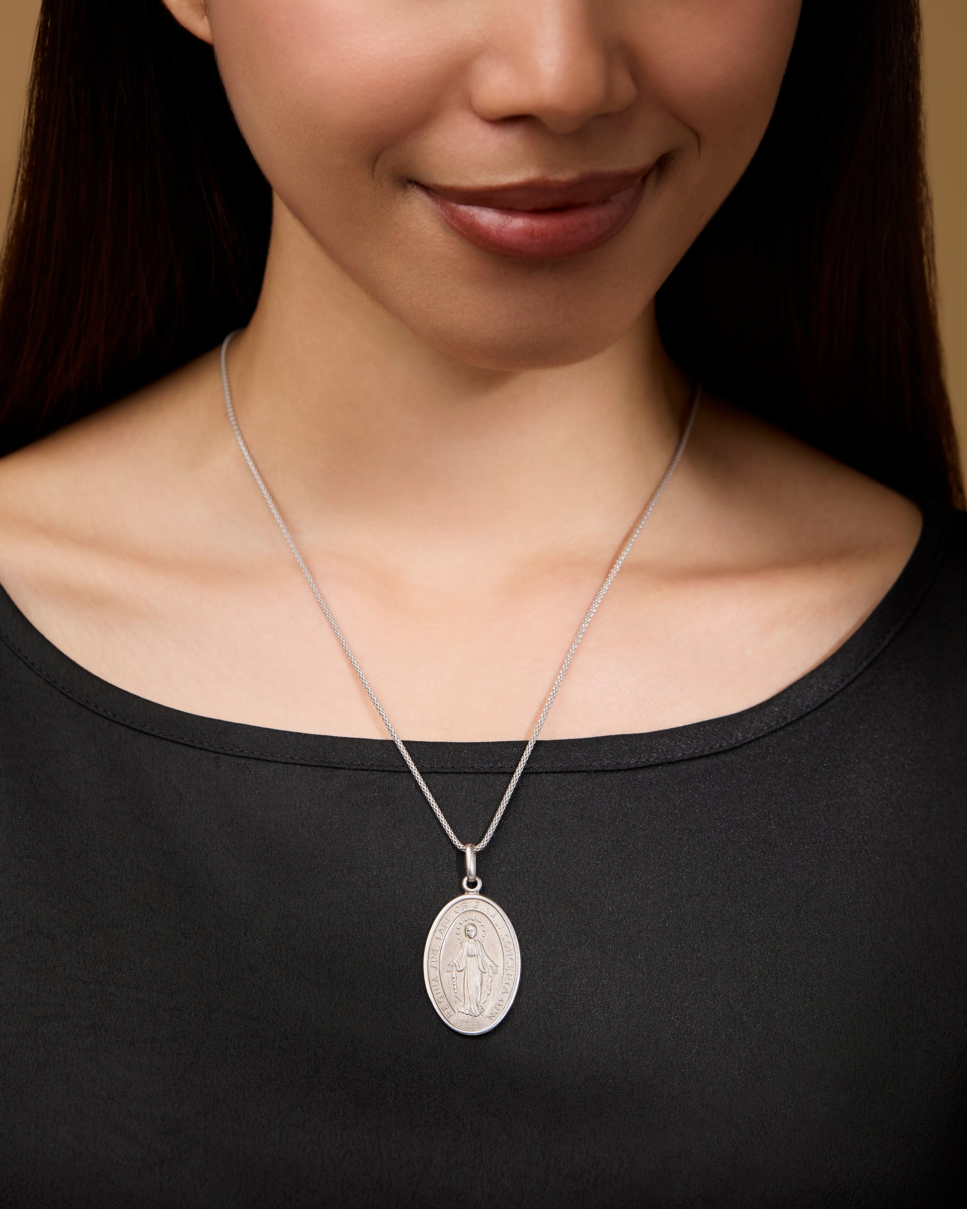 MONDO CATTOLICO ROMA Medal 33x22 mm (1.30x0.87 in) Large Sterling Silver Oval Miraculous Medal