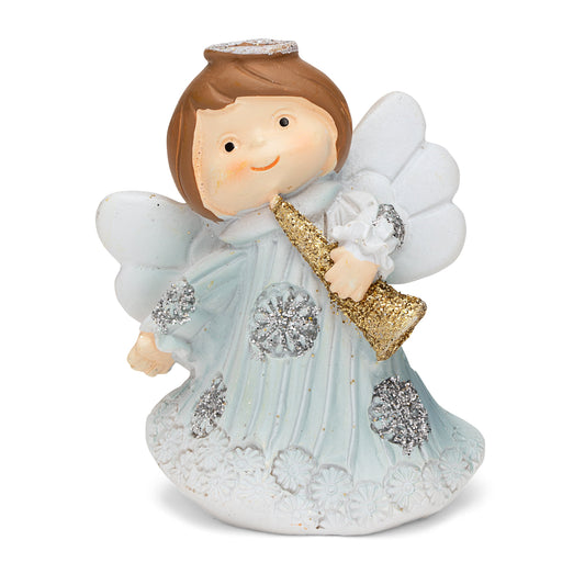Mondo Cattolico Light Blue Resin Angel Playing
