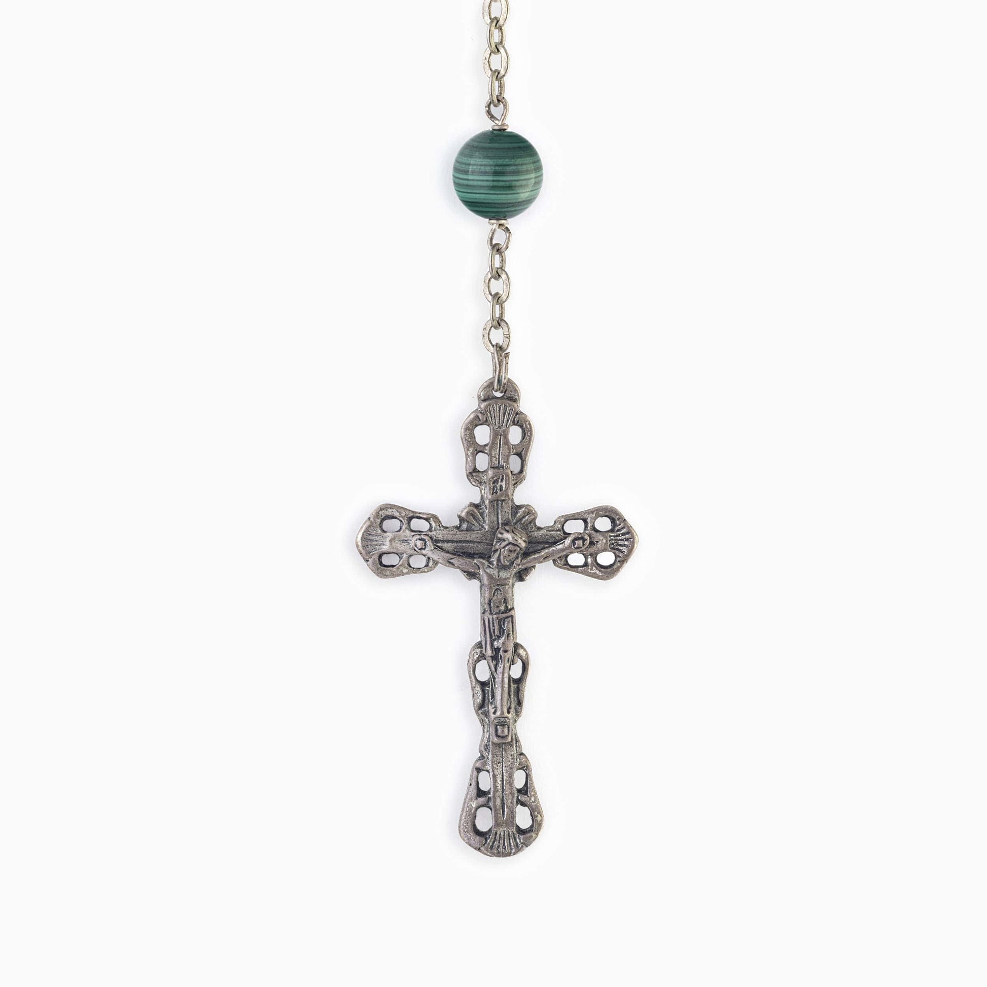 MONDO CATTOLICO Prayer Beads Malachite Sterling Silver Rosary