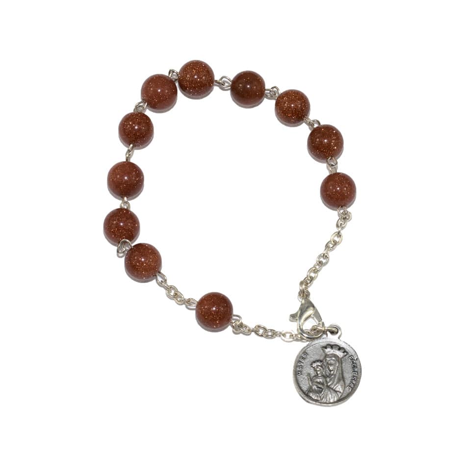 MONDO CATTOLICO Prayer Beads Mater Ecclesaie Rosary Bracelet in Gold Sand