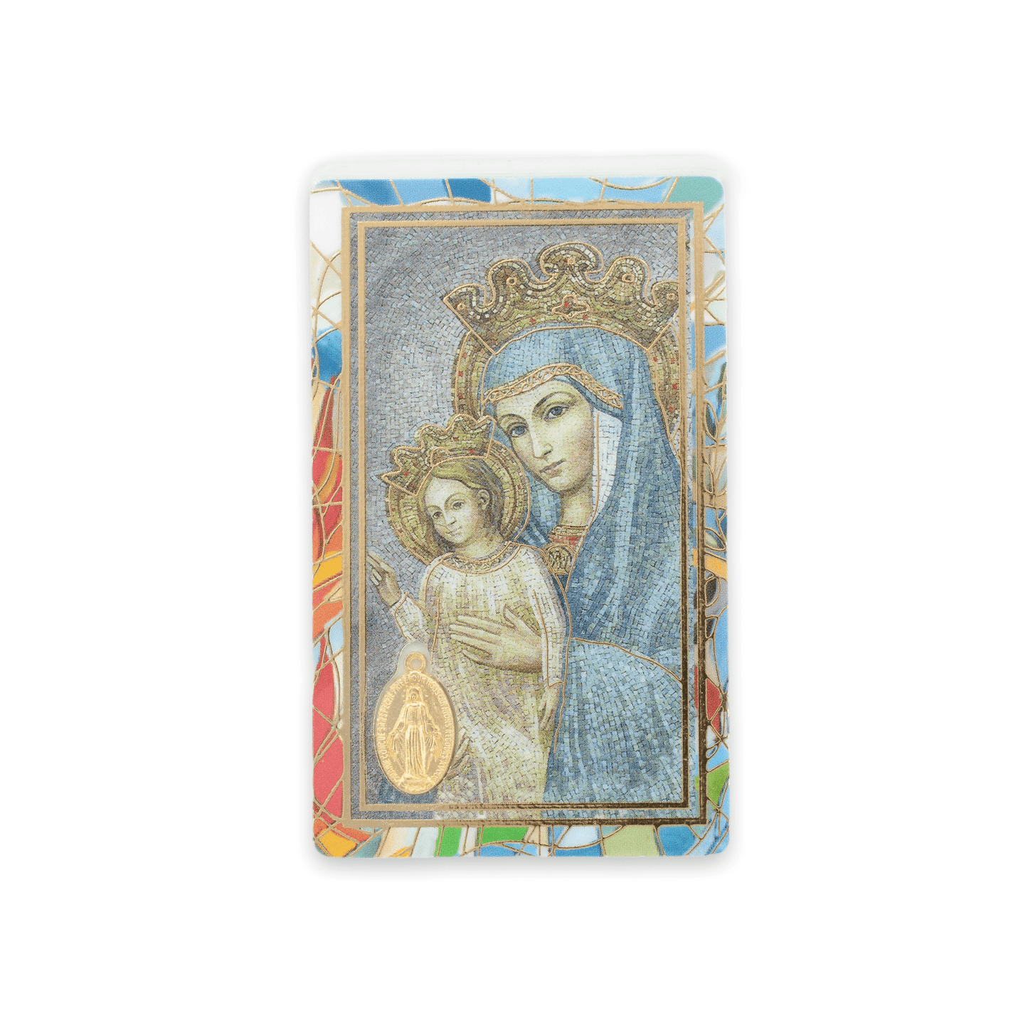 MONDO CATTOLICO Mater Ecclesiae Plastified Prayer Card and Miraculous Virgin Medal