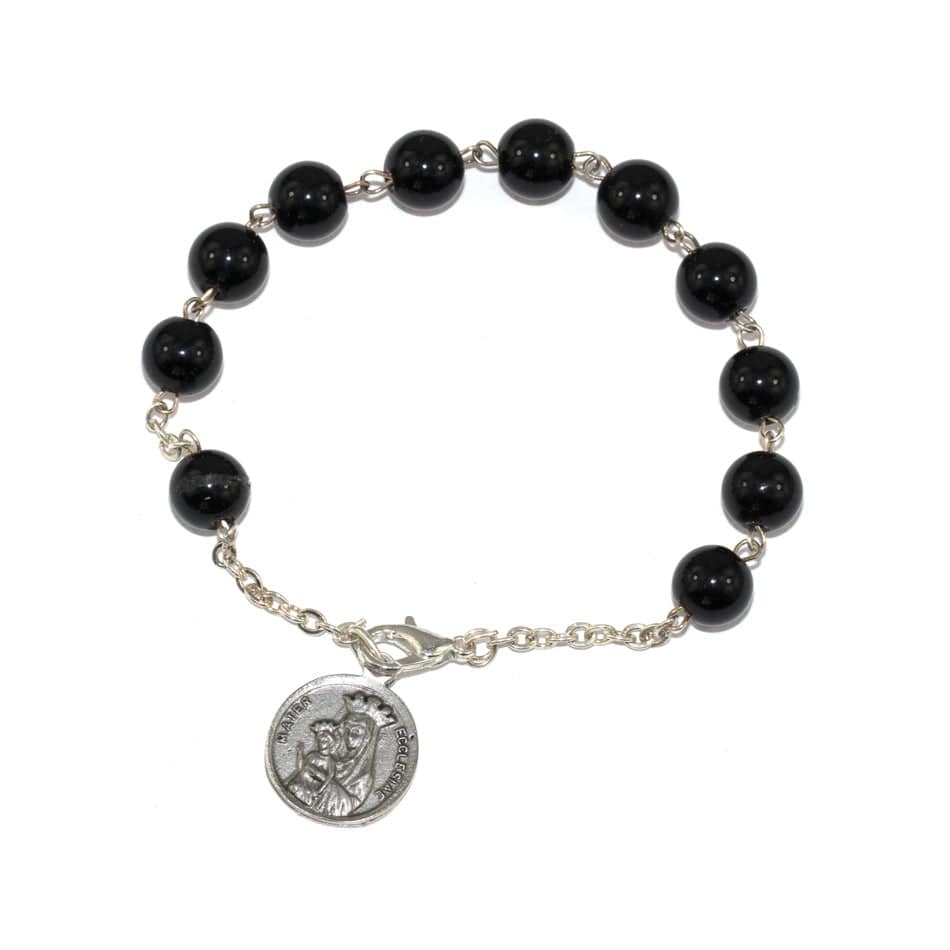 MONDO CATTOLICO Prayer Beads Mater Ecclesiae Rosary Bracelet in Onyx