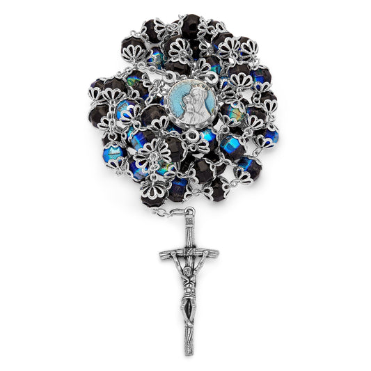 MONDO CATTOLICO Prayer Beads Mater Ecclesiae Virgin Black Crystal Rosary Beads