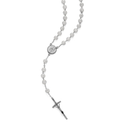 MONDO CATTOLICO Prayer Beads Mater Ecclesiae Virgin Rosary in White Glitter Beads