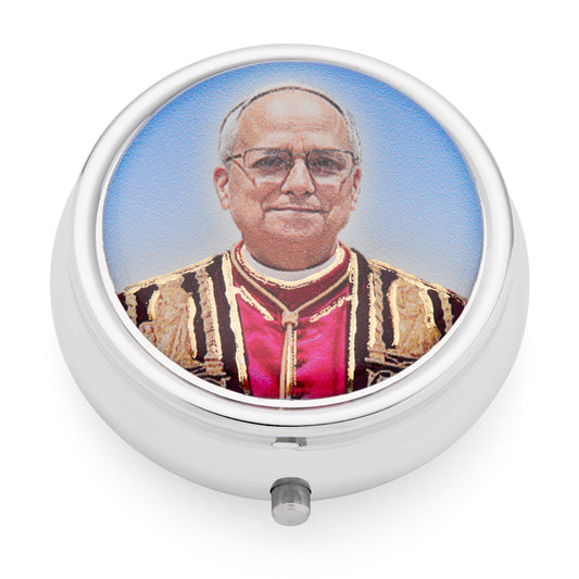 MONDO CATTOLICO ROMA Rosary Box 5 cm (1.97 in) / 42 cm (16.54 in) / 3 mm (0.12 in) Metal Pope Leo XIV Rosary Case with Light Pink Rosary