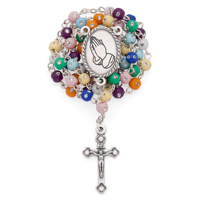 MONDO CATTOLICO ROMA Rosary Box 5 cm (1.97 in) / 40 cm (15.75 in) / 4 mm (0.16 in) Metal Pope Leo XIV Rosary Case with Multicolor Rosary