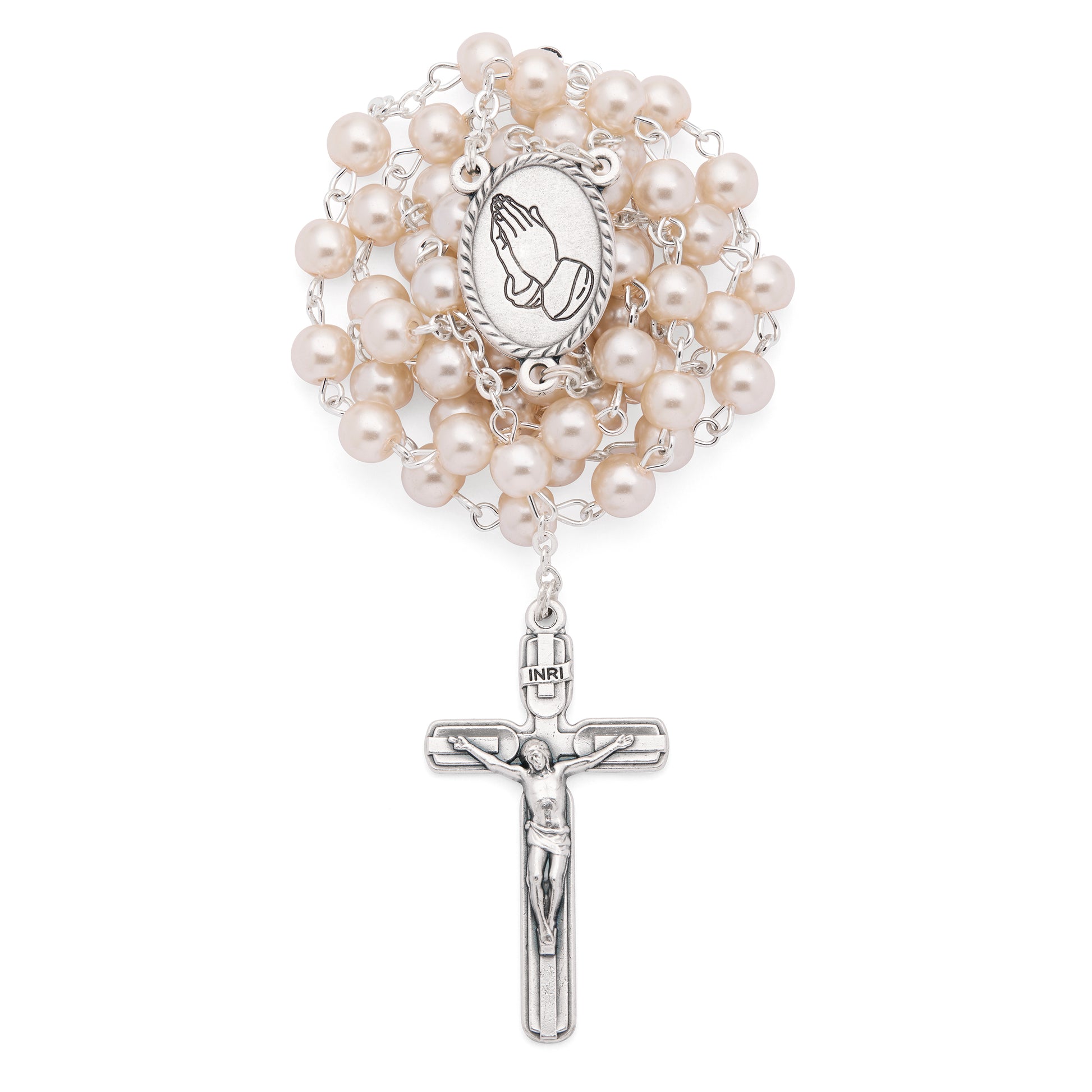 MONDO CATTOLICO ROMA Rosary Box 6 cm (2.36 in) / 48 cm (18.90 in) / 6 mm (0.24 in) Metal Pope Leo XIV Rosary Case with Synthetic Pearl Rosary