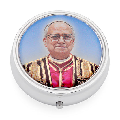 MONDO CATTOLICO ROMA Rosary Box 6 cm (2.36 in) / 48 cm (18.90 in) / 6 mm (0.24 in) Metal Pope Leo XIV Rosary Case with Synthetic Pearl Rosary